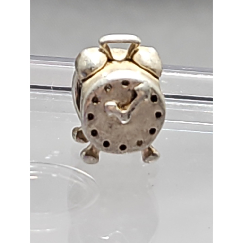 Pandora Sterling Silver Alarm Clock Slide Charm On Time Late Watch Authentic ALE